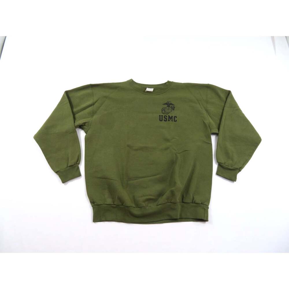 USMC Marines Sweatshirt, Military Green, Sz M-L? 1990s